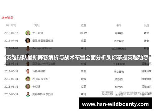 英超球队最新阵容解析与战术布置全面分析助你掌握英超动态 英超球队最新阵容解析与战术布置全面分析助你掌握英超动态